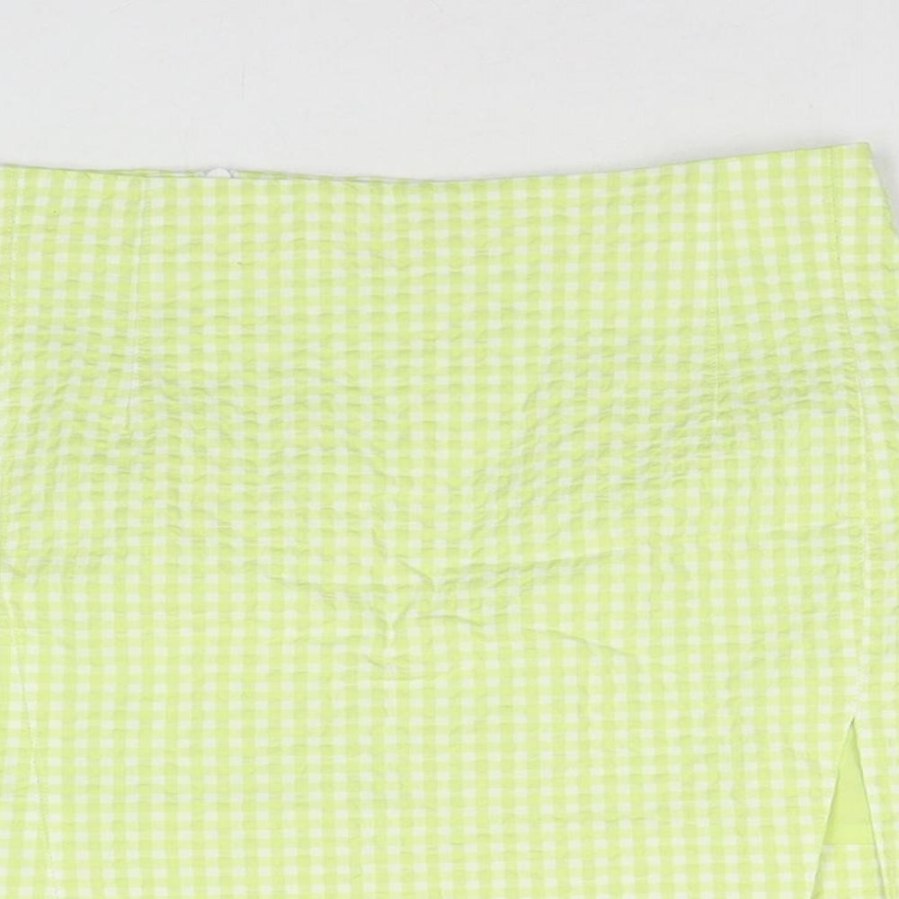 Zara Womens Green Polyester Mini Skirt Size M Zip