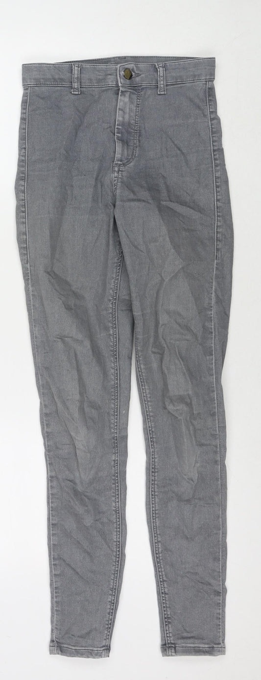 Topshop Womens Grey Polyester Blend Skinny Jeans Size 26 L27 in Slim Zip