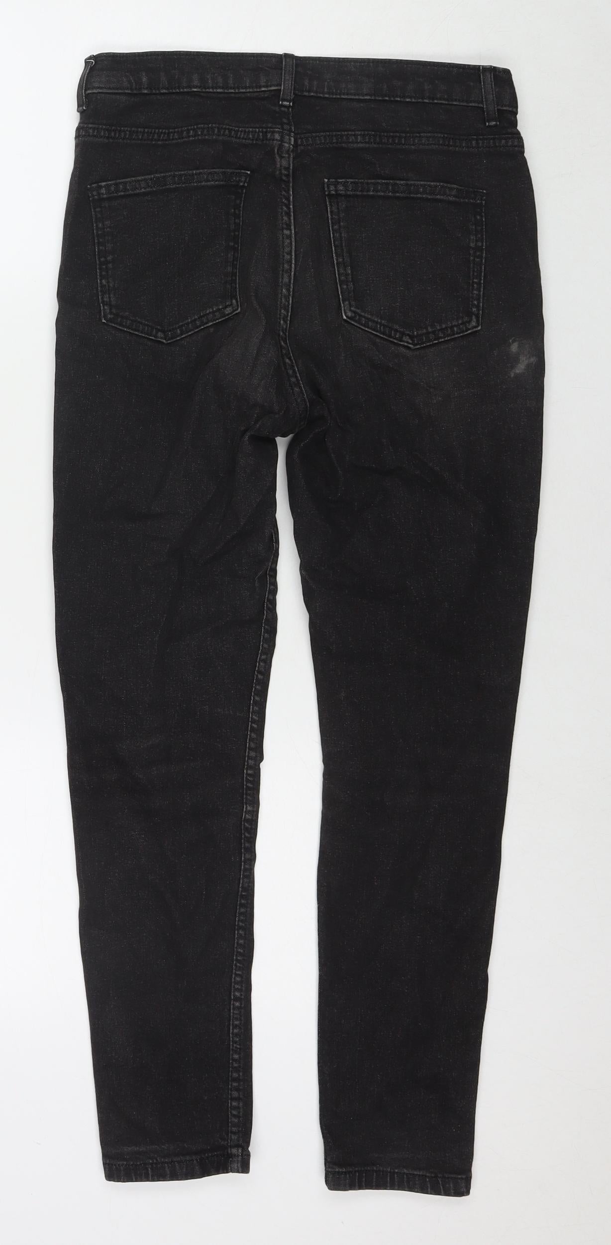 Marks and Spencer Womens Black Cotton Skinny Jeans Size 10 L25 in Regular Zip