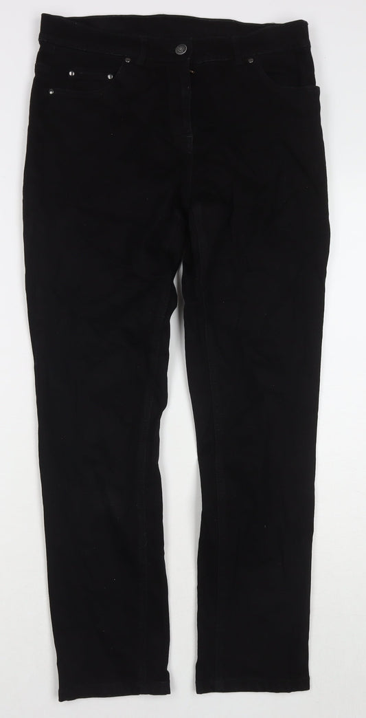 Brook Taverner Womens Black Cotton Straight Jeans Size 8 L27 in Regular Zip