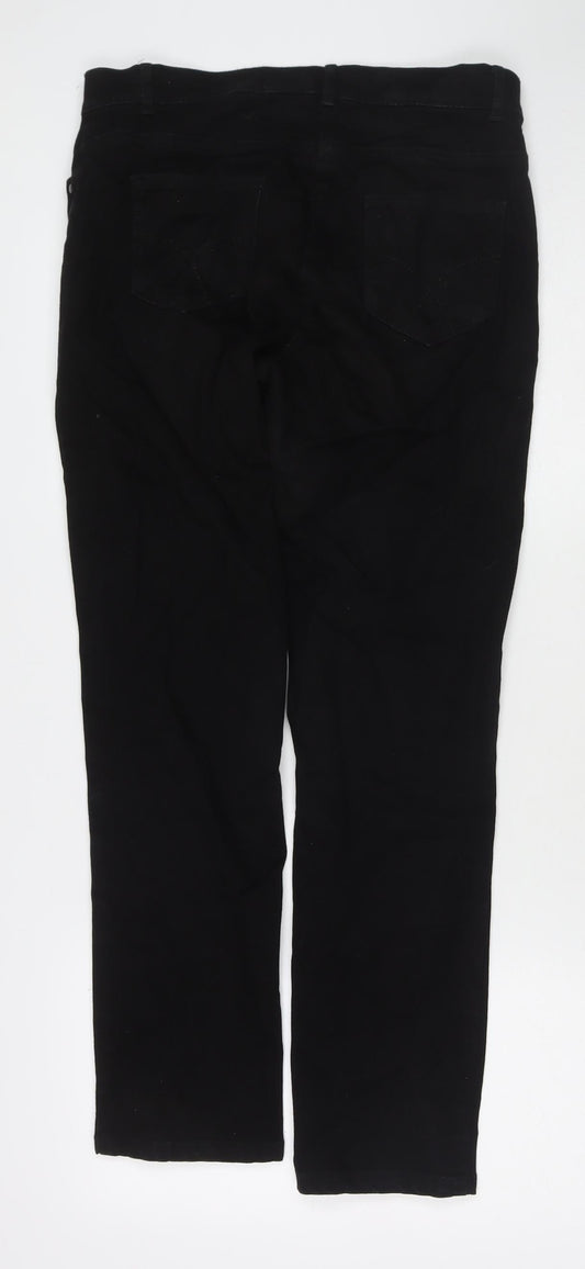 Brook Taverner Womens Black Cotton Straight Jeans Size 8 L27 in Regular Zip