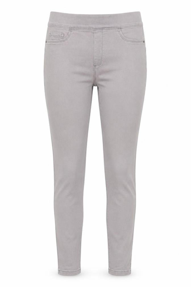 Front view of Denim & Co. women’s grey cotton jegging jeans, size UK 8, 29-inch leg regular