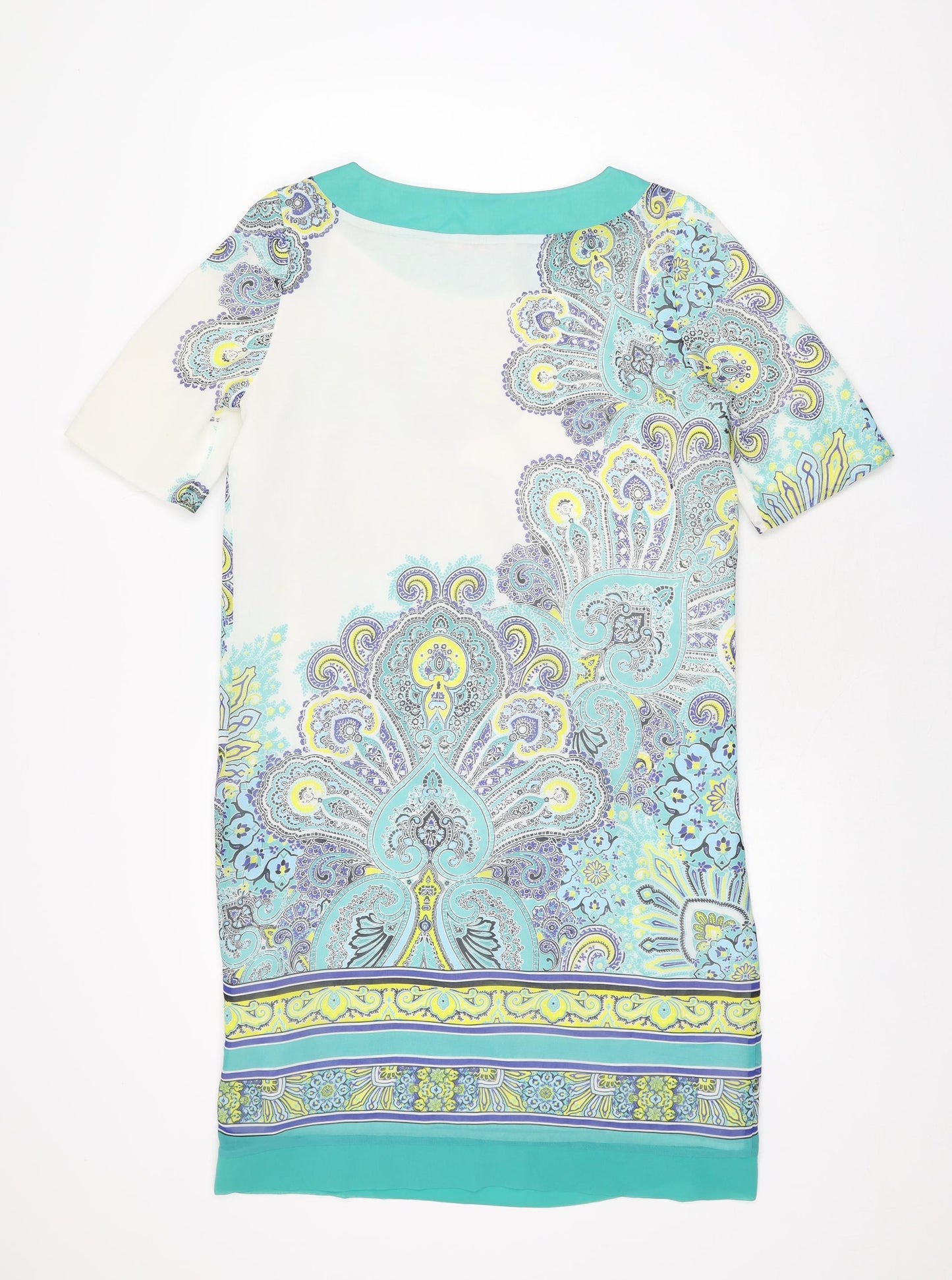 Per Una Womens White Paisley Polyester Shift Size 10 Boat Neck Pullover