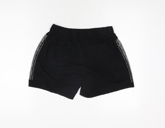 L'olive Verte Womens Black Cotton Sweat Shorts Size L L4 in Regular Pull On