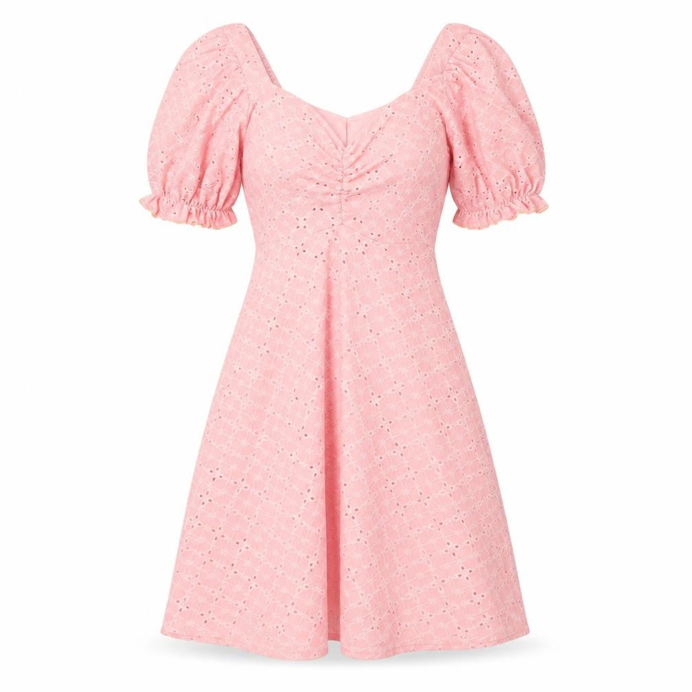 Front view of I SAW IT FIRST women’s pink polyester a-line, size UK 6, v-neck pullover