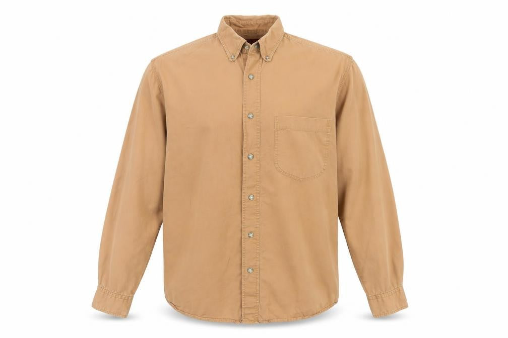 Burton Mens Beige Cotton Button-Up Size S Collared Button