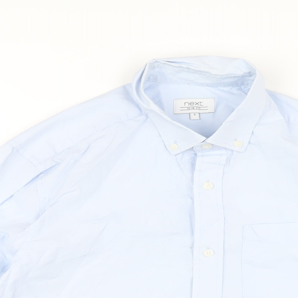 NEXT Mens Blue Cotton Dress Shirt Size S Collared Button