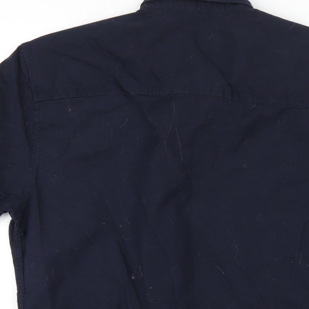 Topman Mens Blue Cotton Button-Up Size M Collared Button