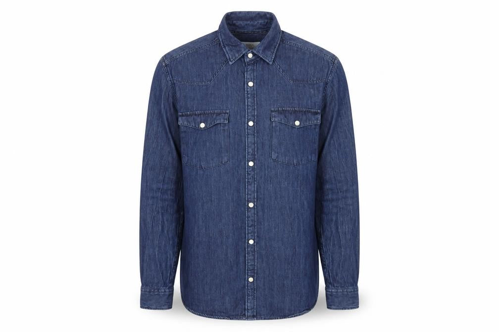 NEXT Mens Blue Cotton Button-Up Size MT Collared Snap