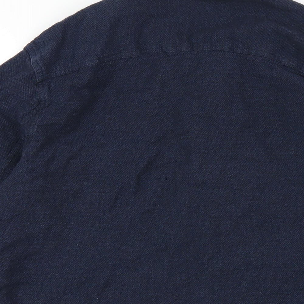 Topman Mens Blue Cotton Button-Up Size M Collared Button