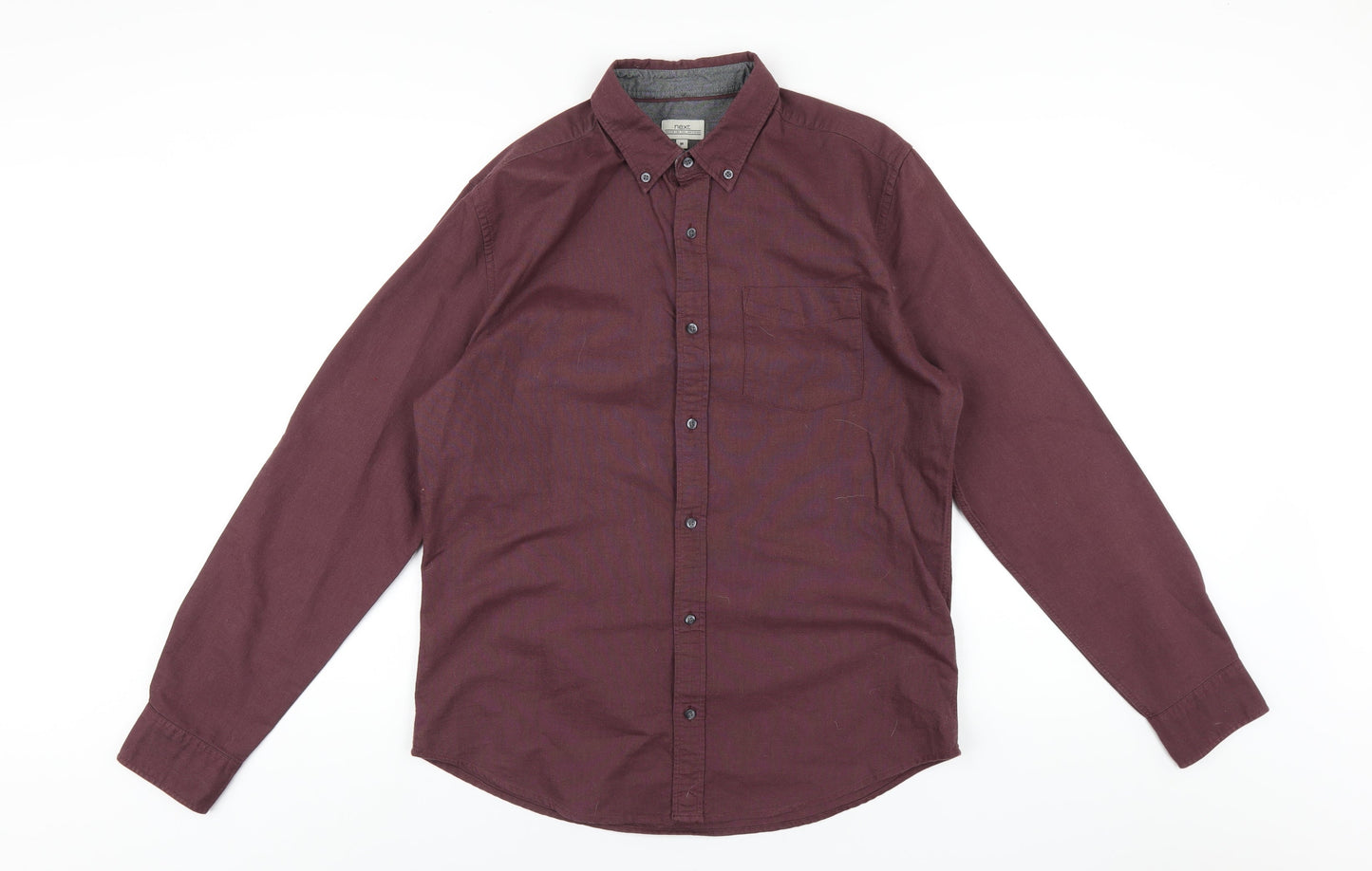 NEXT Mens Purple Cotton Button-Up Size M Collared Button