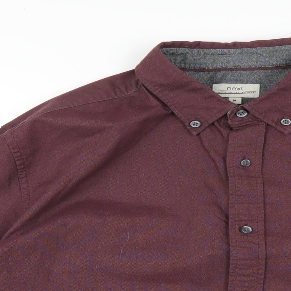 NEXT Mens Purple Cotton Button-Up Size M Collared Button