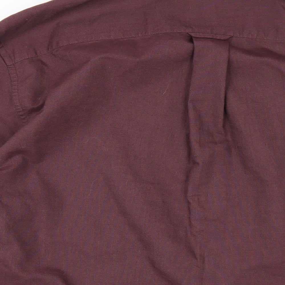 NEXT Mens Purple Cotton Button-Up Size M Collared Button