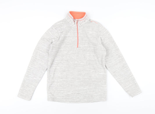 DECATHLON Girls Grey Polyester Pullover Sweatshirt Size 14 Years Zip