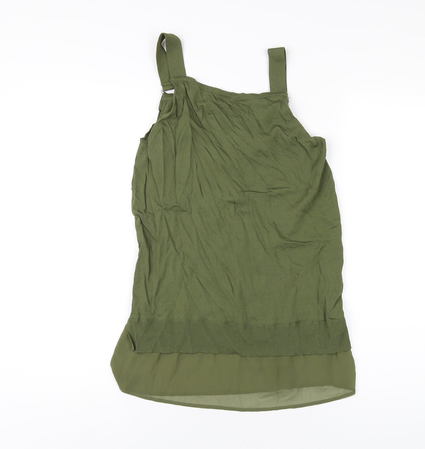 NEXT Womens Green Viscose Basic T-Shirt Size S Square Neck