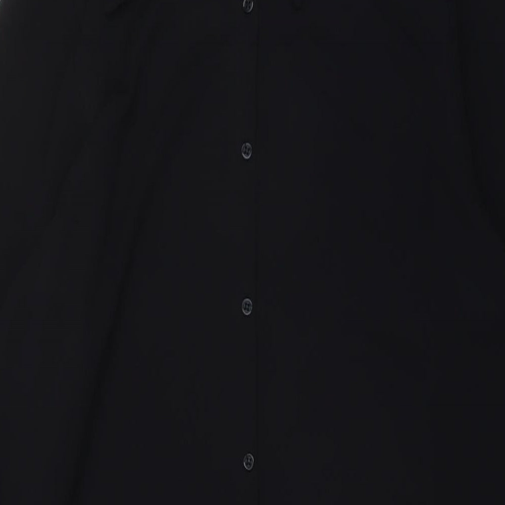 CCDK Womens Black Polyester Shirt Dress Size 14 Collared Button