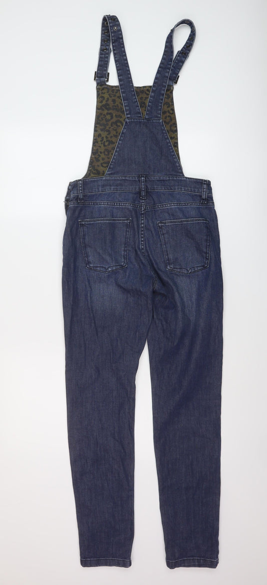 IDA Womens Blue Cotton Dungaree One-Piece Size S L30 in Button