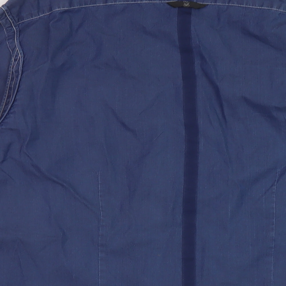 Full Circle Mens Blue Cotton Button-Up Size M Collared Button