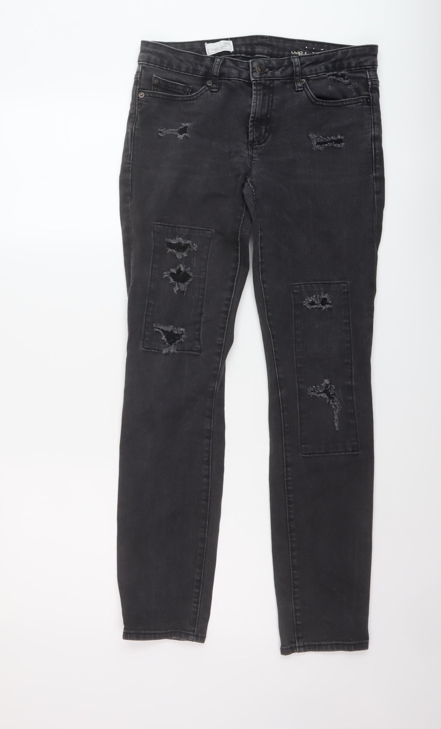 Gap Womens Grey Cotton Straight Jeans Size 26 in L30 in Regular Button