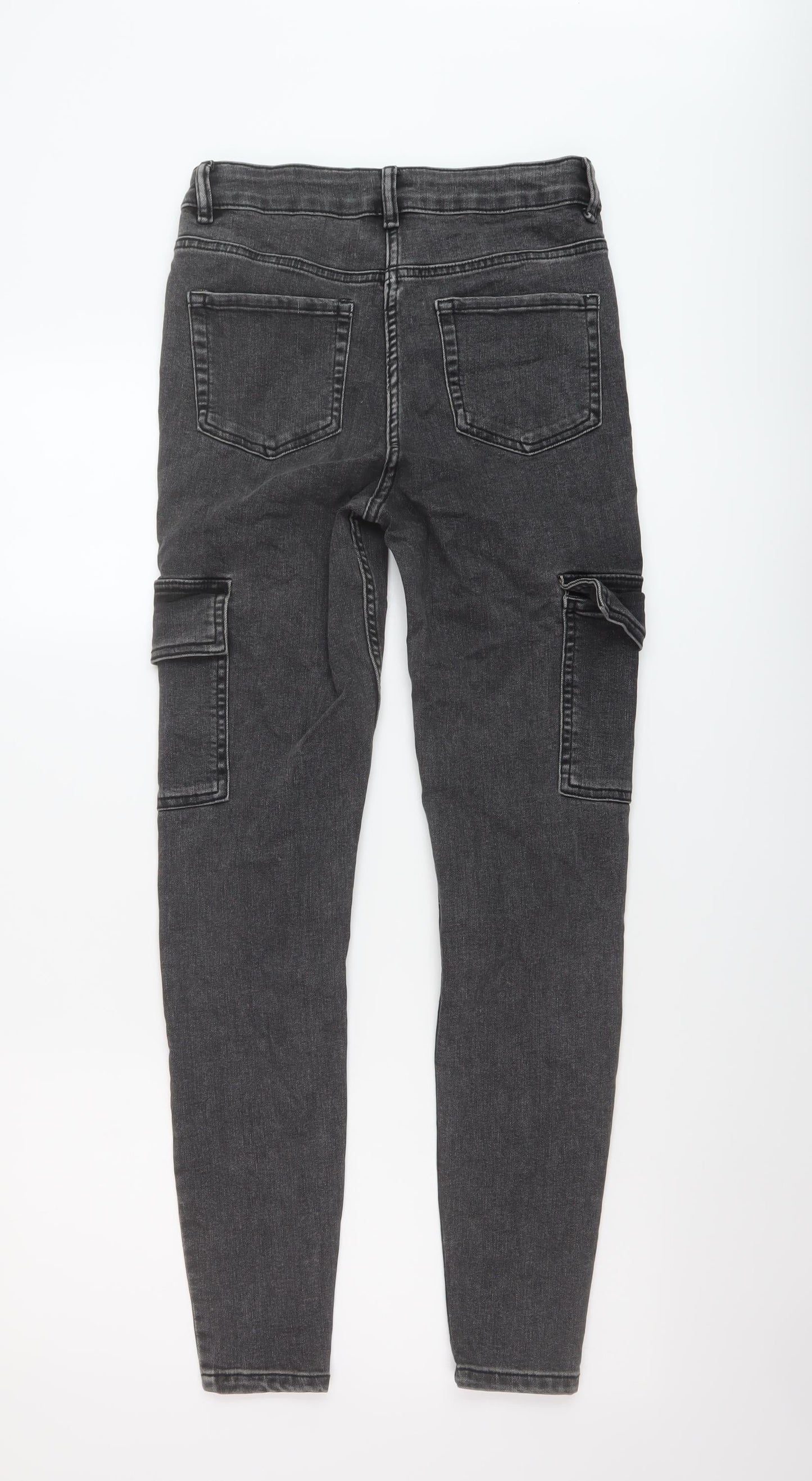 Papaya Womens Grey Cotton Skinny Jeans Size 12 L29 in Regular Button