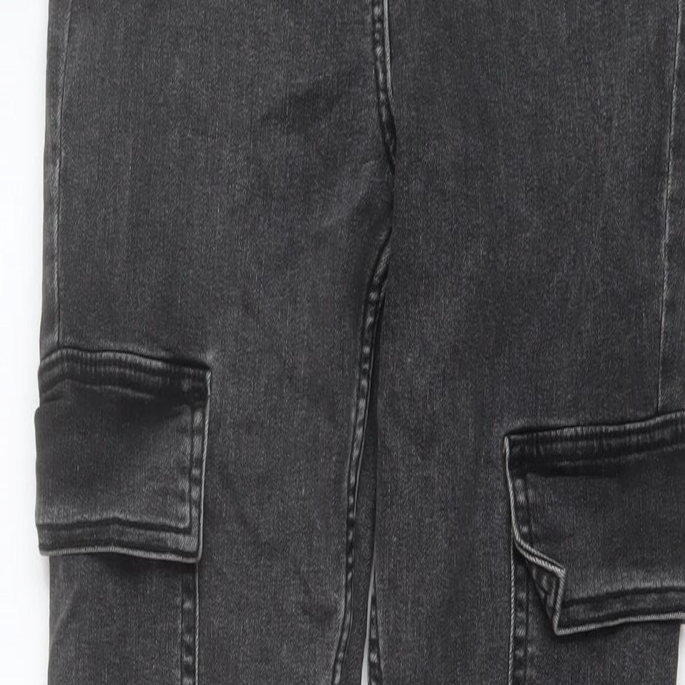 Papaya Womens Grey Cotton Skinny Jeans Size 12 L29 in Regular Button