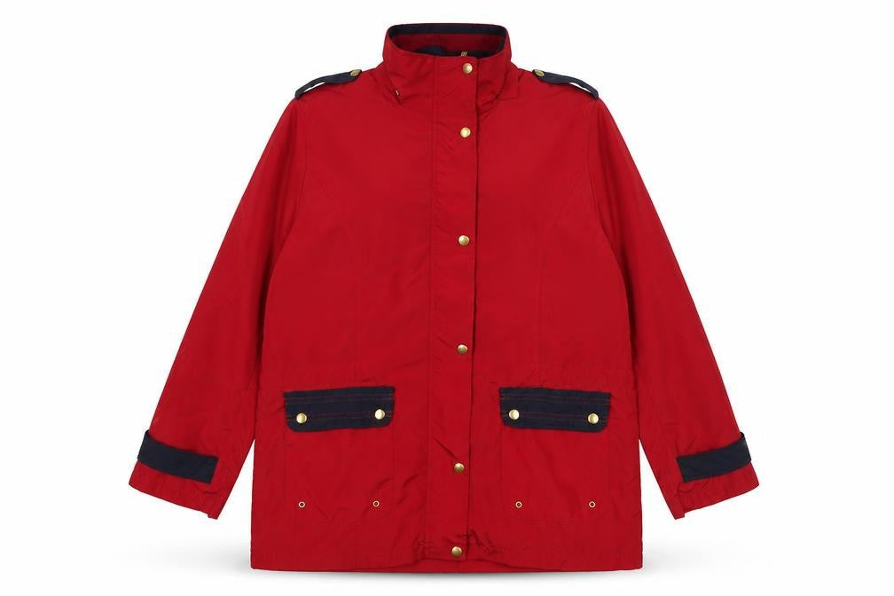 La Maison Du jersey Womens Red Rain Coat Coat Size 14 Zip - Size 14-16