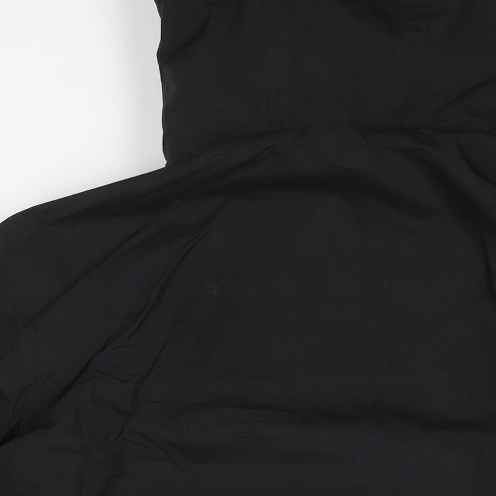 Superdry Mens Black Rain Coat Coat Size XL Zip - Logo Drawstring Fleece Lined