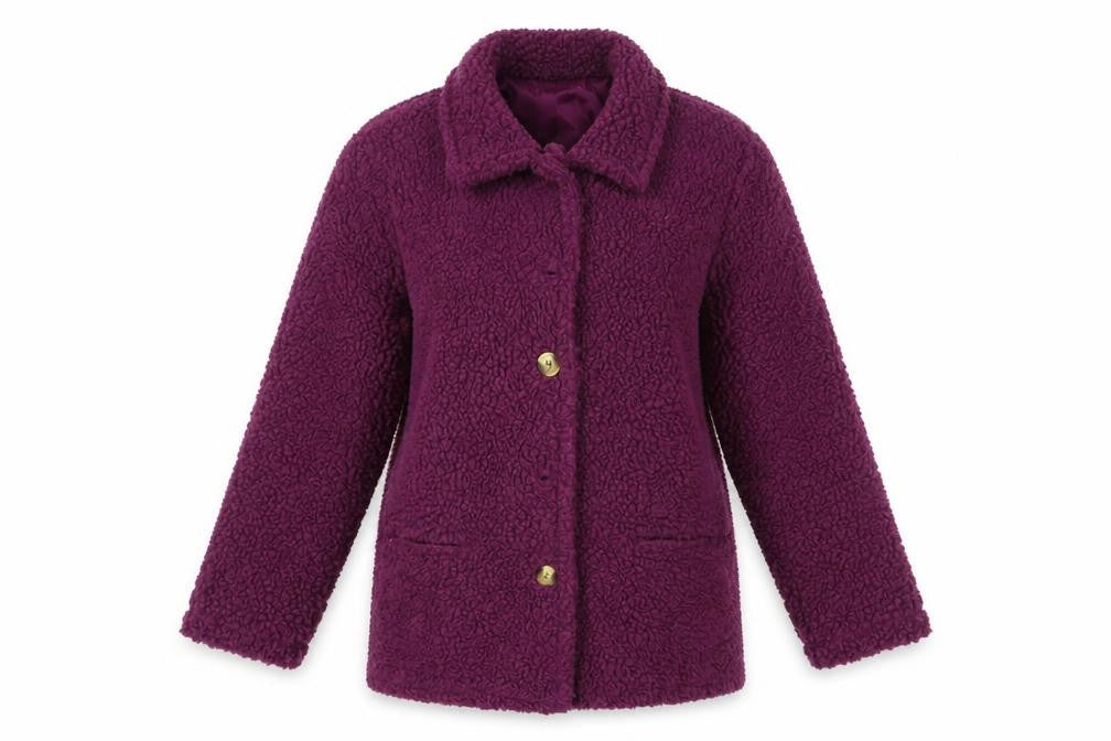 Damart Womens Purple Pea Coat Coat Size 10 Button - Size 10-12