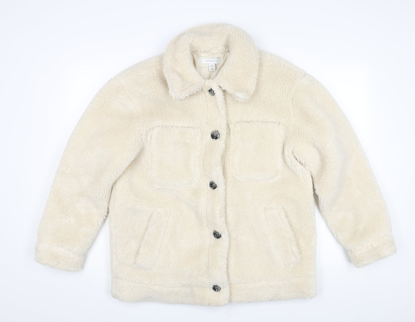 Topshop Womens Ivory Pea Coat Coat Size 12 Button