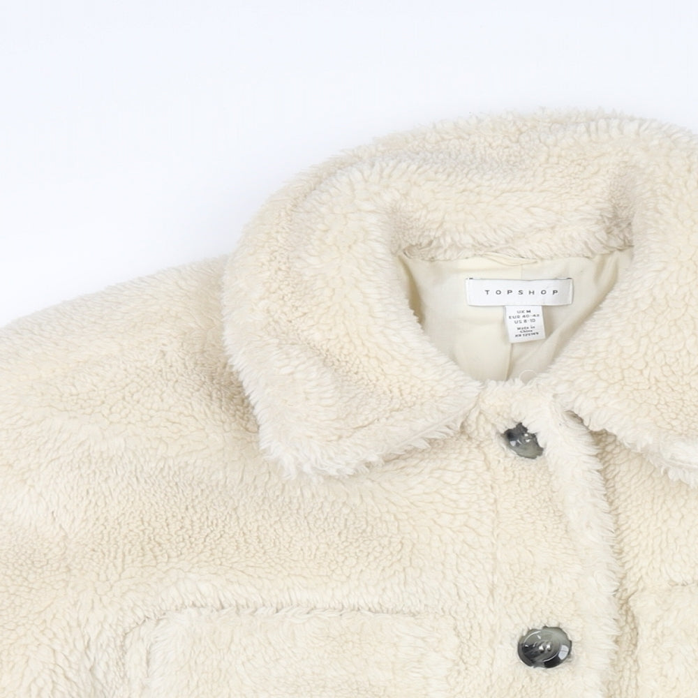 Topshop Womens Ivory Pea Coat Coat Size 12 Button