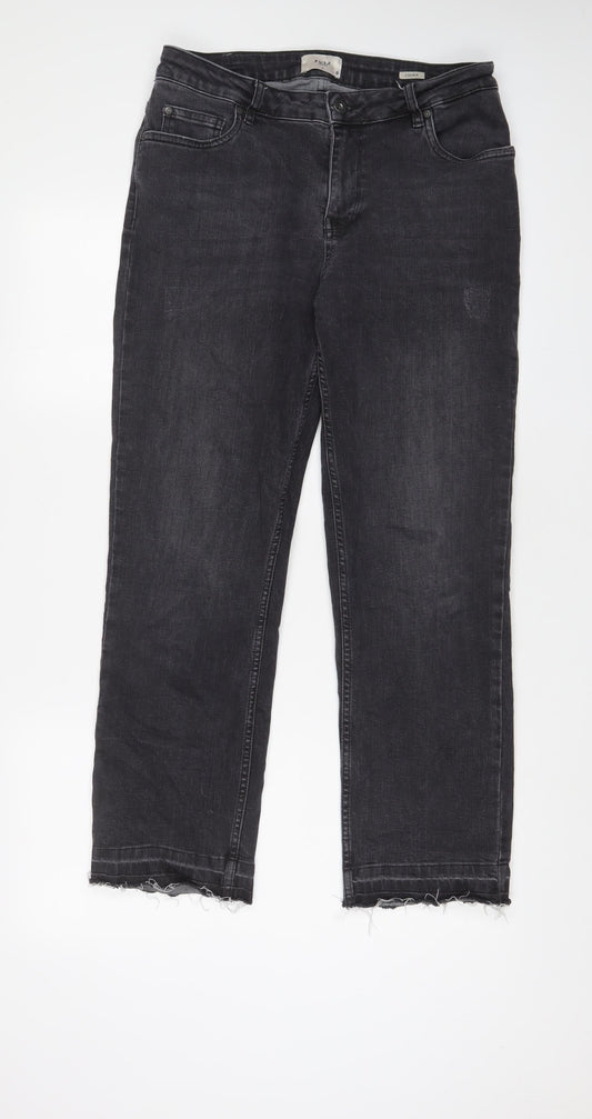 Pulz Womens Grey Cotton Straight Jeans Size 31 in L28 in Regular Zip