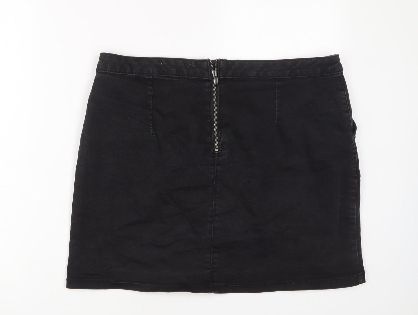 Dorothy Perkins Womens Grey Cotton A-Line Skirt Size 16 Zip