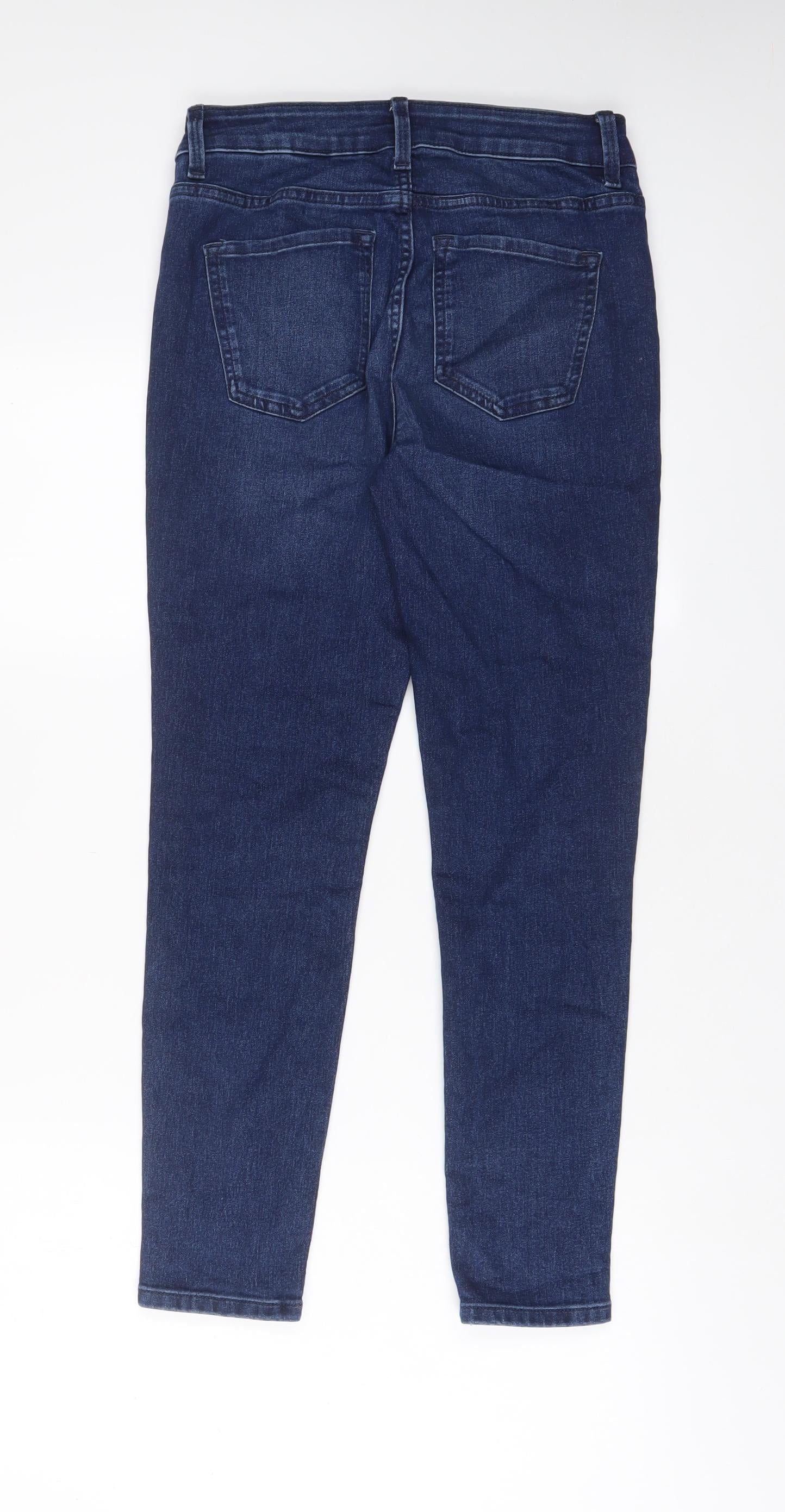 Marks and Spencer Womens Blue Cotton Skinny Jeans Size 8 L28 in Regular Zip