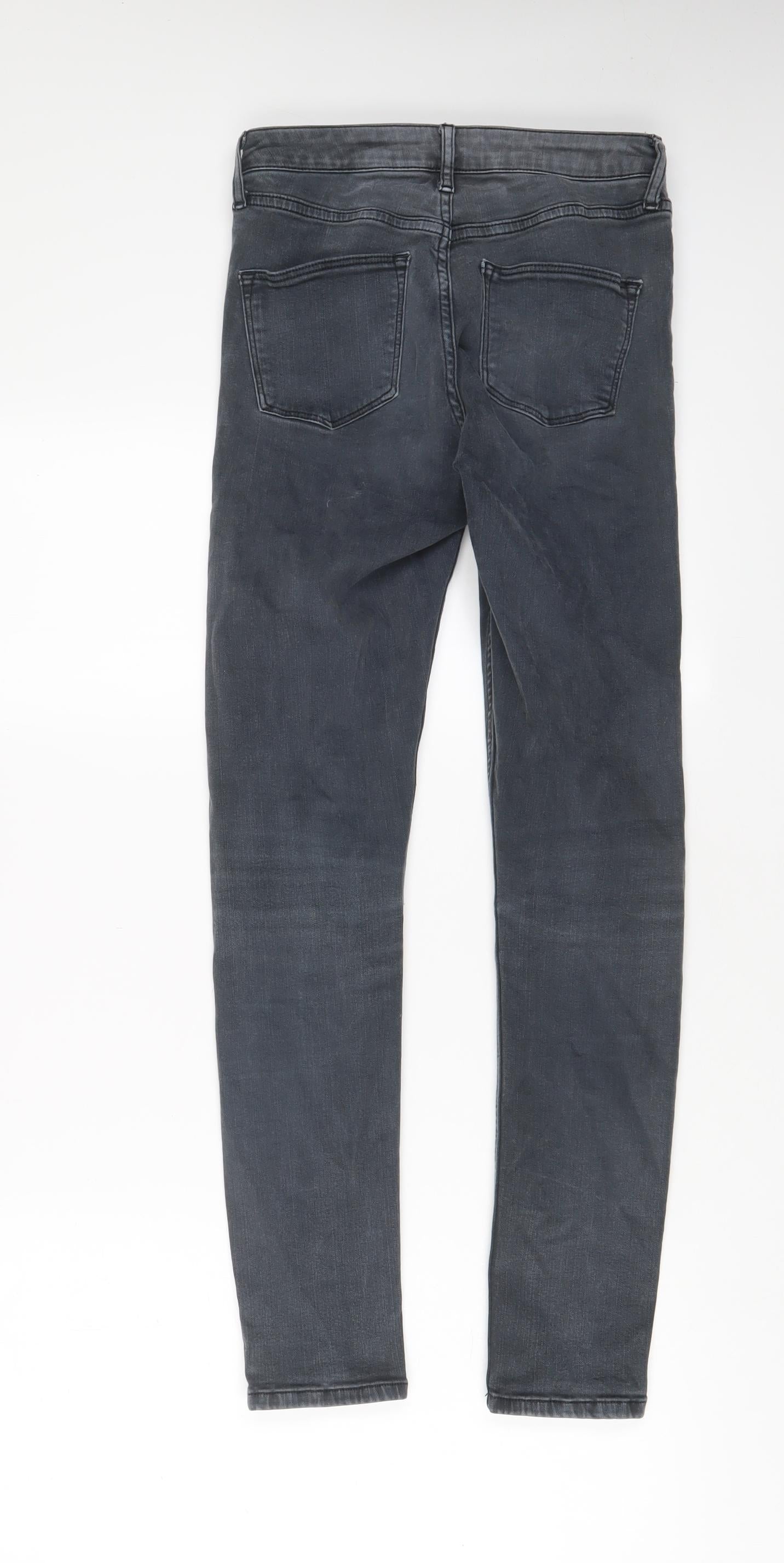 Topshop Womens Grey Cotton Skinny Jeans Size 26 in L32 in Regular Zip