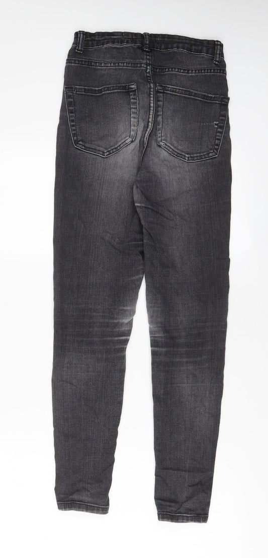 Denim & Co. Womens Grey Cotton Skinny Jeans Size 8 L28 in Regular Zip