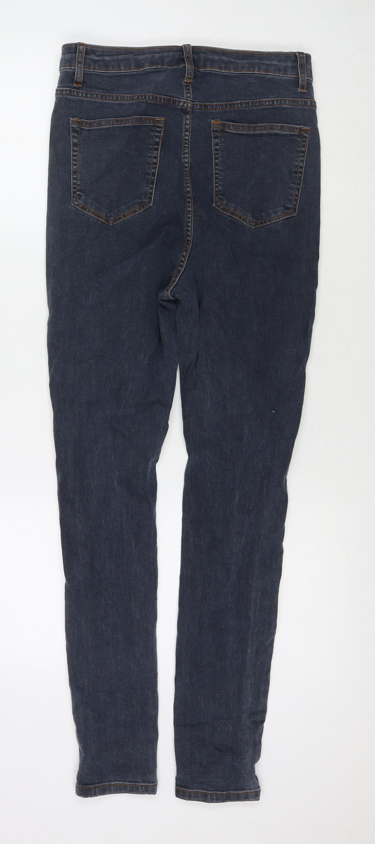 PRETTYLITTLETHING Womens Blue Cotton Skinny Jeans Size 10 L28 in Regular Zip