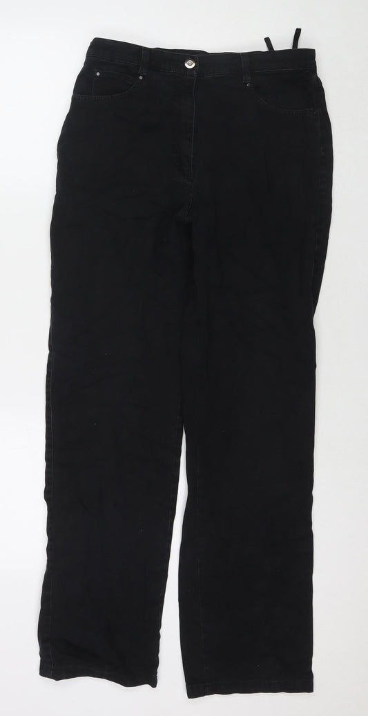 Zaffiri Womens Black Cotton Straight Jeans Size 14 L28 in Regular Zip
