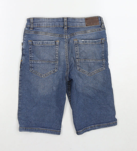 River Island Boys Blue Cotton Bermuda Shorts Size 9-10 Years L10 in Regular Zip