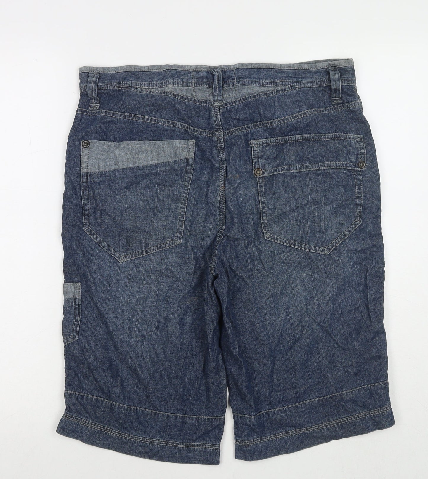 Red Herring Mens Blue Cotton Bermuda Shorts Size 34 in L12 in Regular Zip
