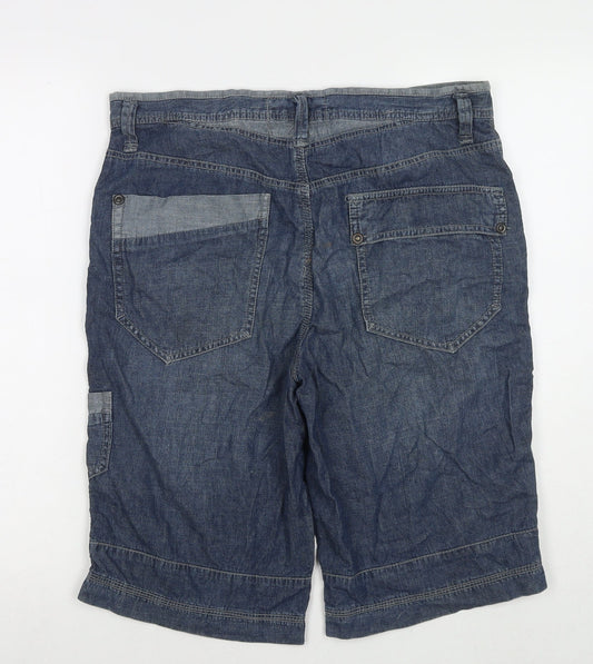 Red Herring Mens Blue Cotton Bermuda Shorts Size 34 in L12 in Regular Zip
