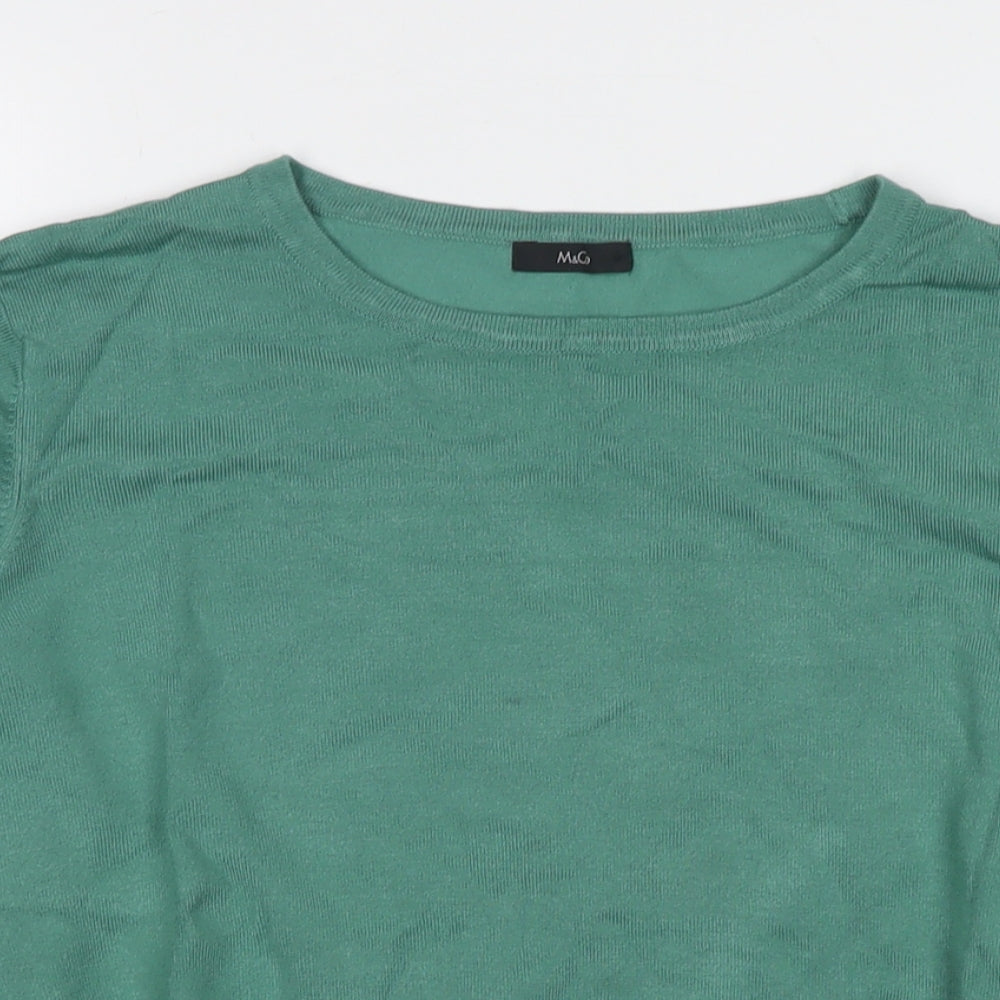 M&Co Womens Green Round Neck Viscose Pullover Jumper Size 18