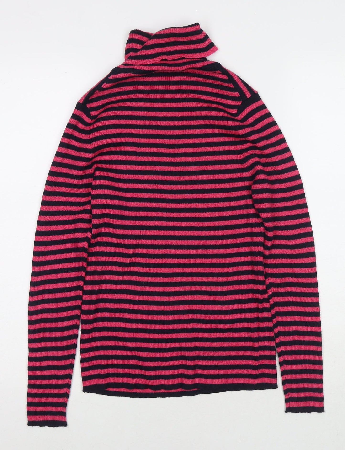 Part2 Womens Pink Roll Neck Striped Polyester Pullover Jumper Size L