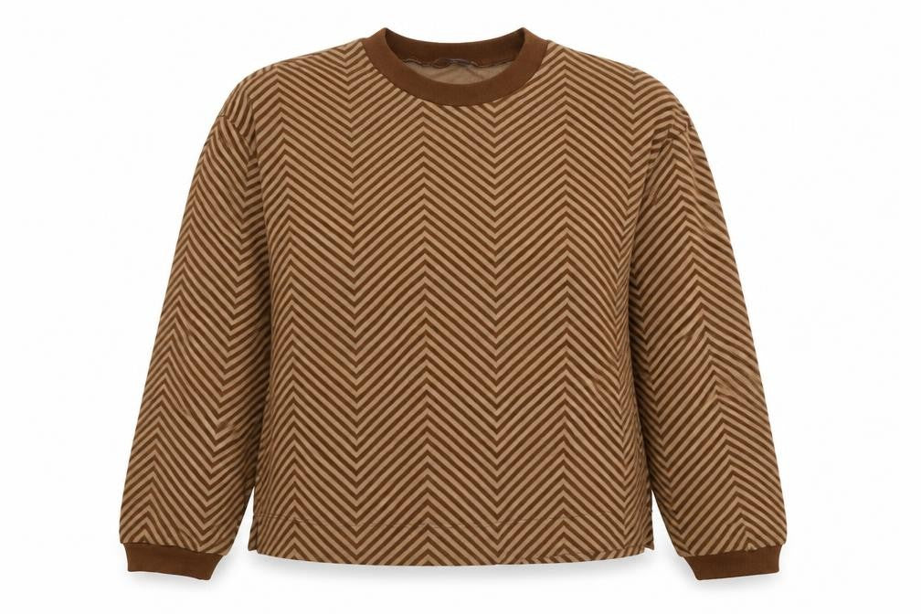 Marks and Spencer Womens Brown Round Neck Striped Polyester Pullover Jumper Size 14