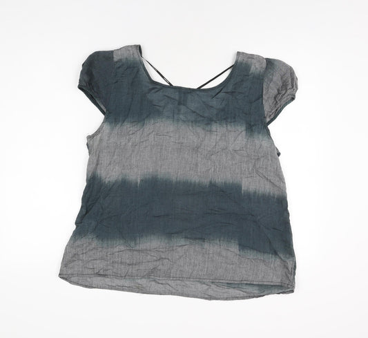 VERO MODA Womens Grey Geometric Cotton Basic T-Shirt Size XL Scoop Neck