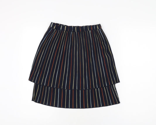Coster Womens Blue Striped Polyester Mini Skirt Size 8