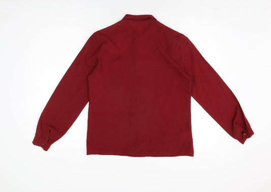 St Michael Womens Red Polyester Basic Button-Up Size 12 Collared