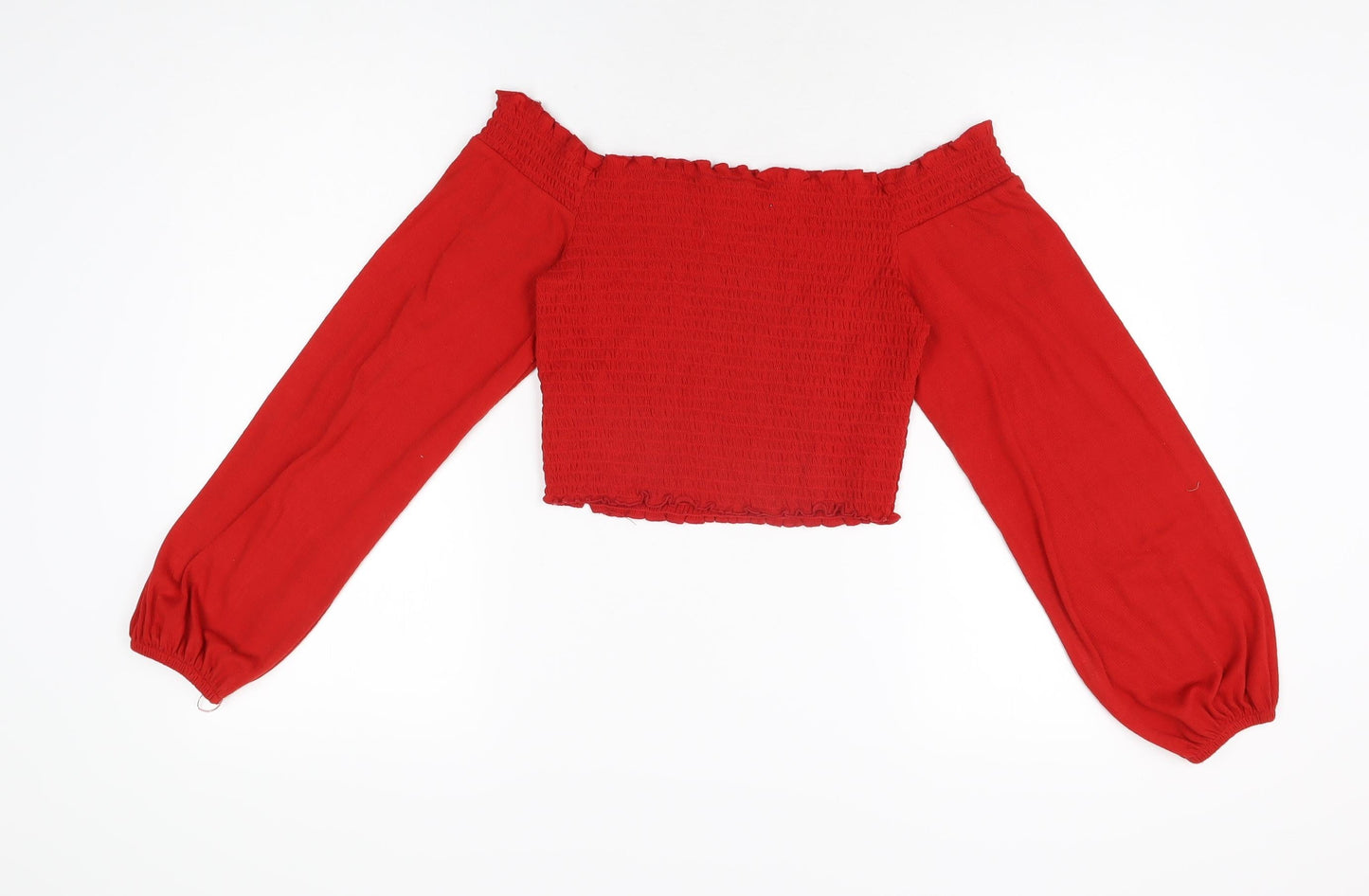 H&M Womens Red Polyester Basic T-Shirt Size M Off the Shoulder