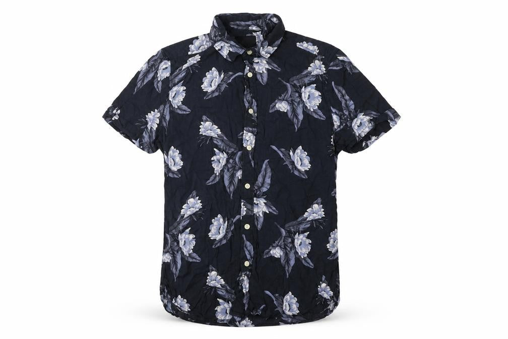 Very Womens Blue Floral Viscose Basic Button-Up Size M Collared