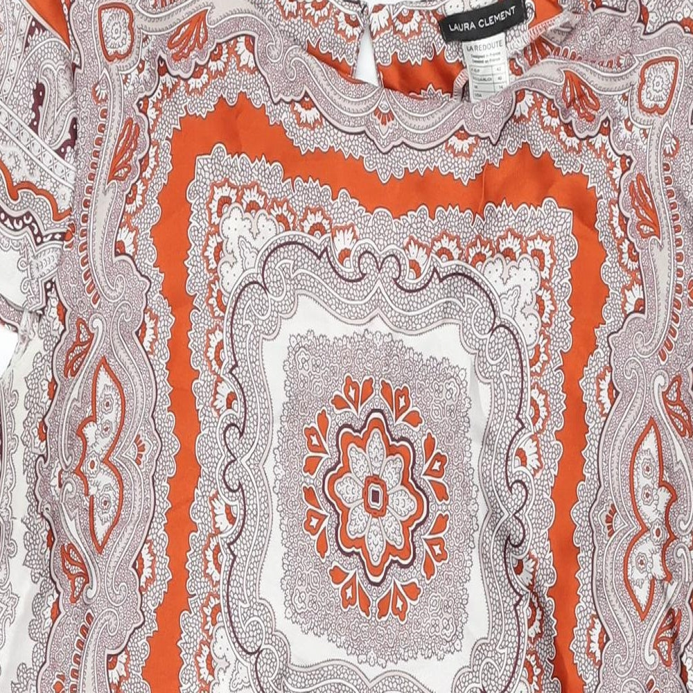 Laura Clement Womens Multicoloured Geometric Polyester Shift Size 14 Boat Neck Button