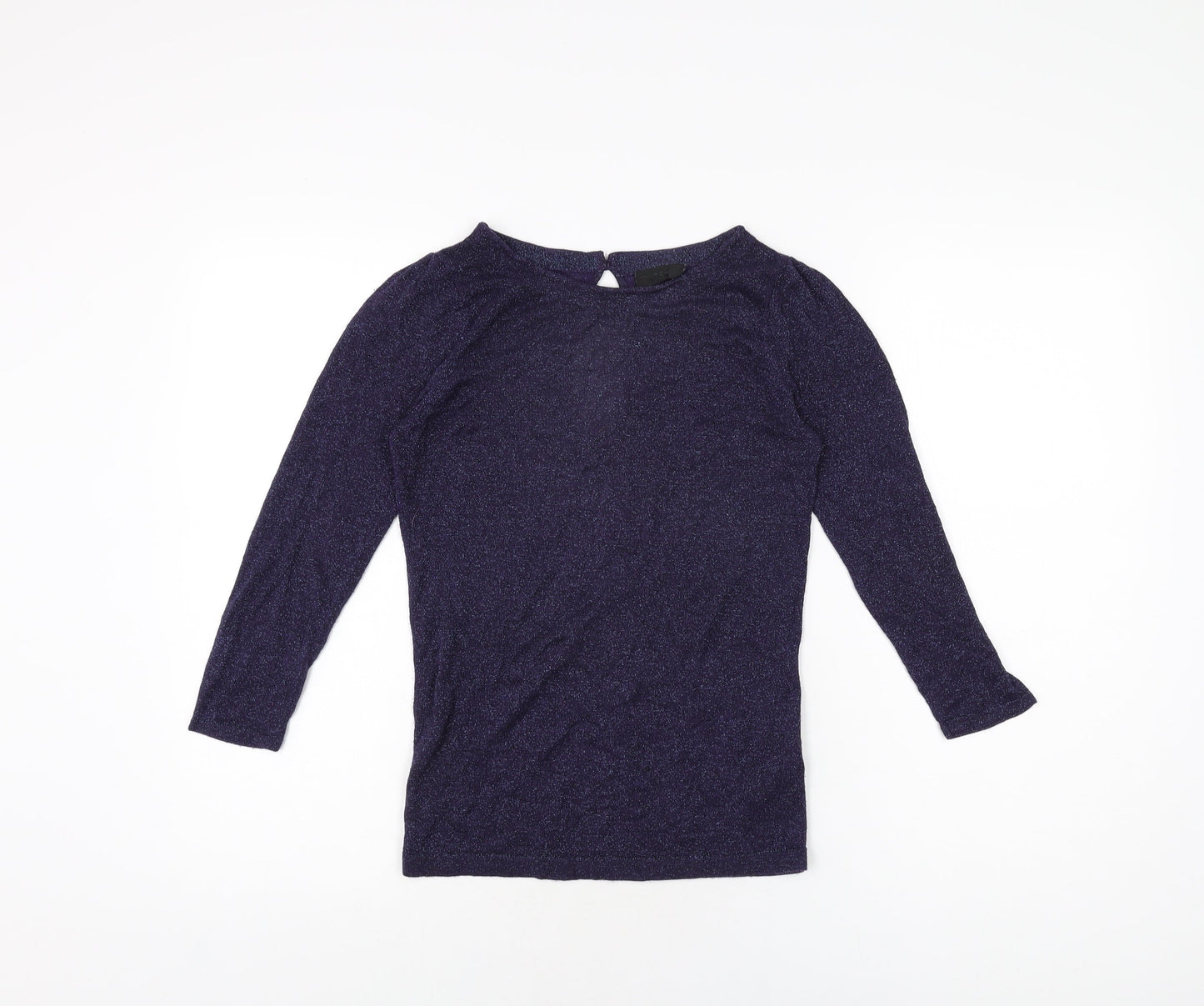 Topshop Womens Purple Viscose Basic T-Shirt Size 10 Round Neck